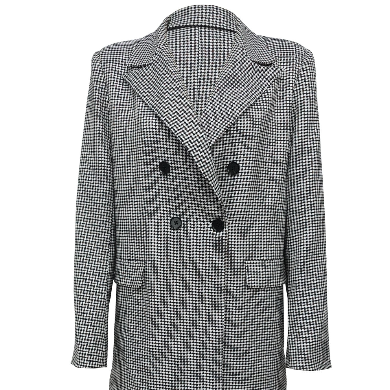 Lapel Double Breasted Checkered Suit Jacket