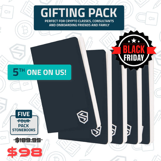 Stonebook® 5-Pack - Bulk Seed Phrase Storage Notebooks (Gifting Edition)