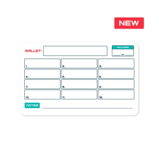 Stonecard Packs Cryptocurrency Seed Phrase Card w/Multisig