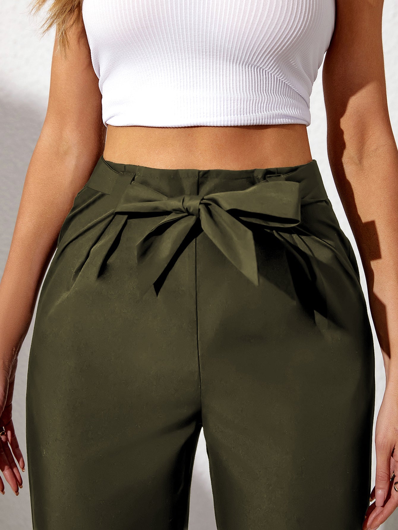 Plus Size Casual Pants with Ankle Strap for Women