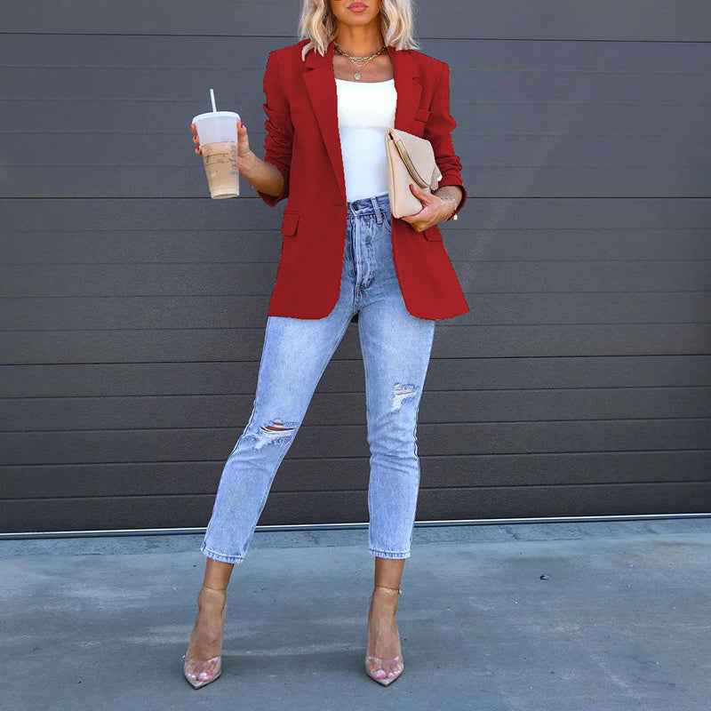 Womens Casual Blazers Open Front Long Sleeve Work Office Suit Jackets Blazer