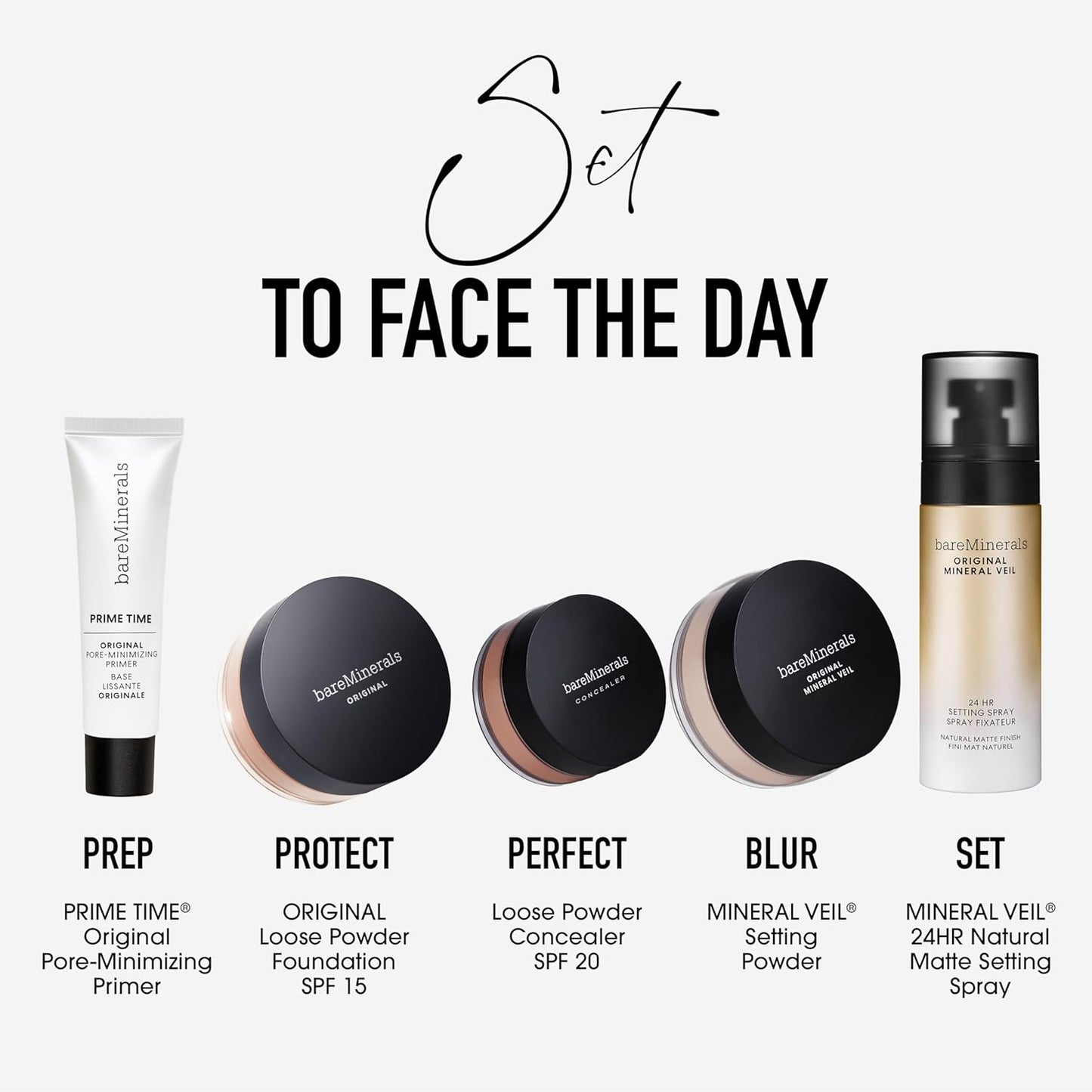 bareMinerals Original Mineral Veil Natural Matte Setting Spray, 24HR Makeup Lock & Oil Control, Alcohol-Free, Sweat & Transfer-Proof, Ultra-Fine Mist for Smooth, Matte Finish