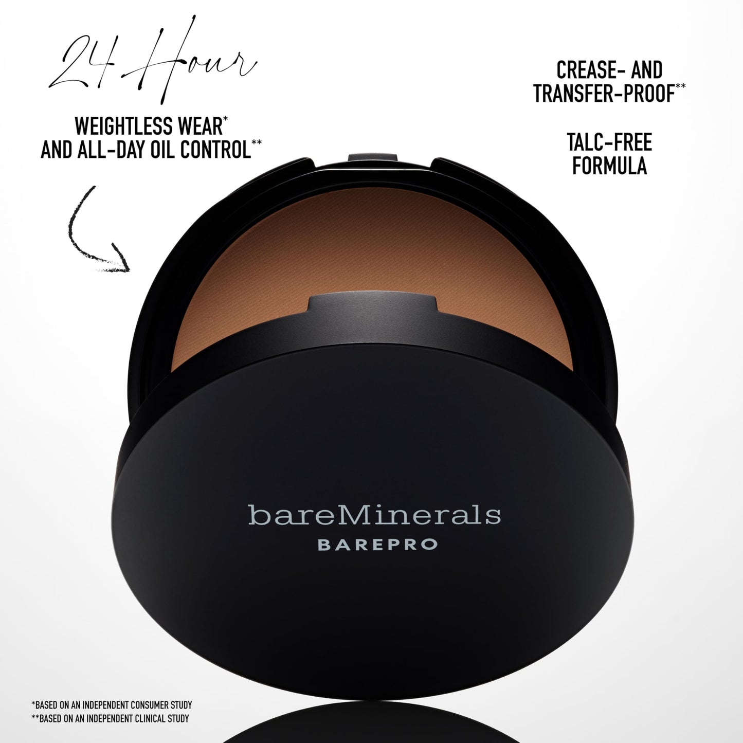 bareMinerals Barepro Skin-Perfecting Powder Foundation, Matte Pressed Powder Foundation Full Coverage with Plant-Based Squalene, Talc-Fee Pressed Powder Compact, Oil Control, Vegan