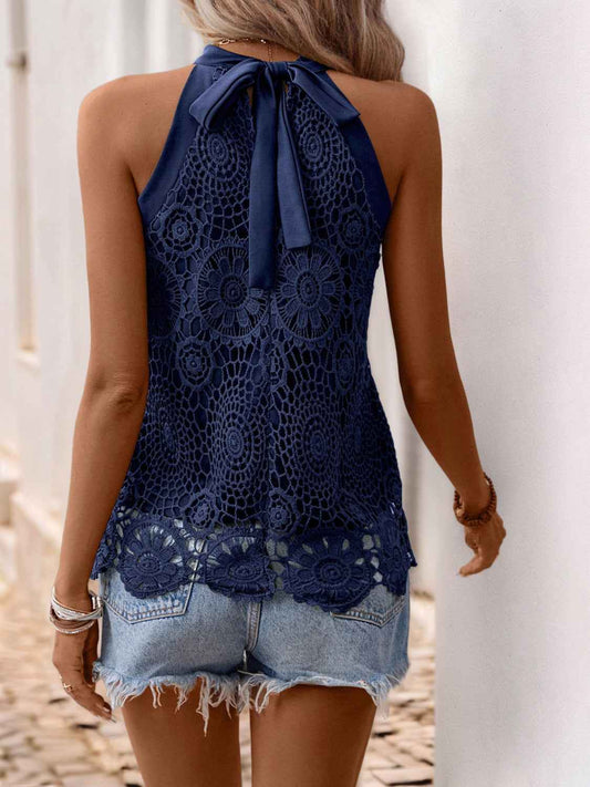 Lace Grecian Top Tie Back Women's Blouse