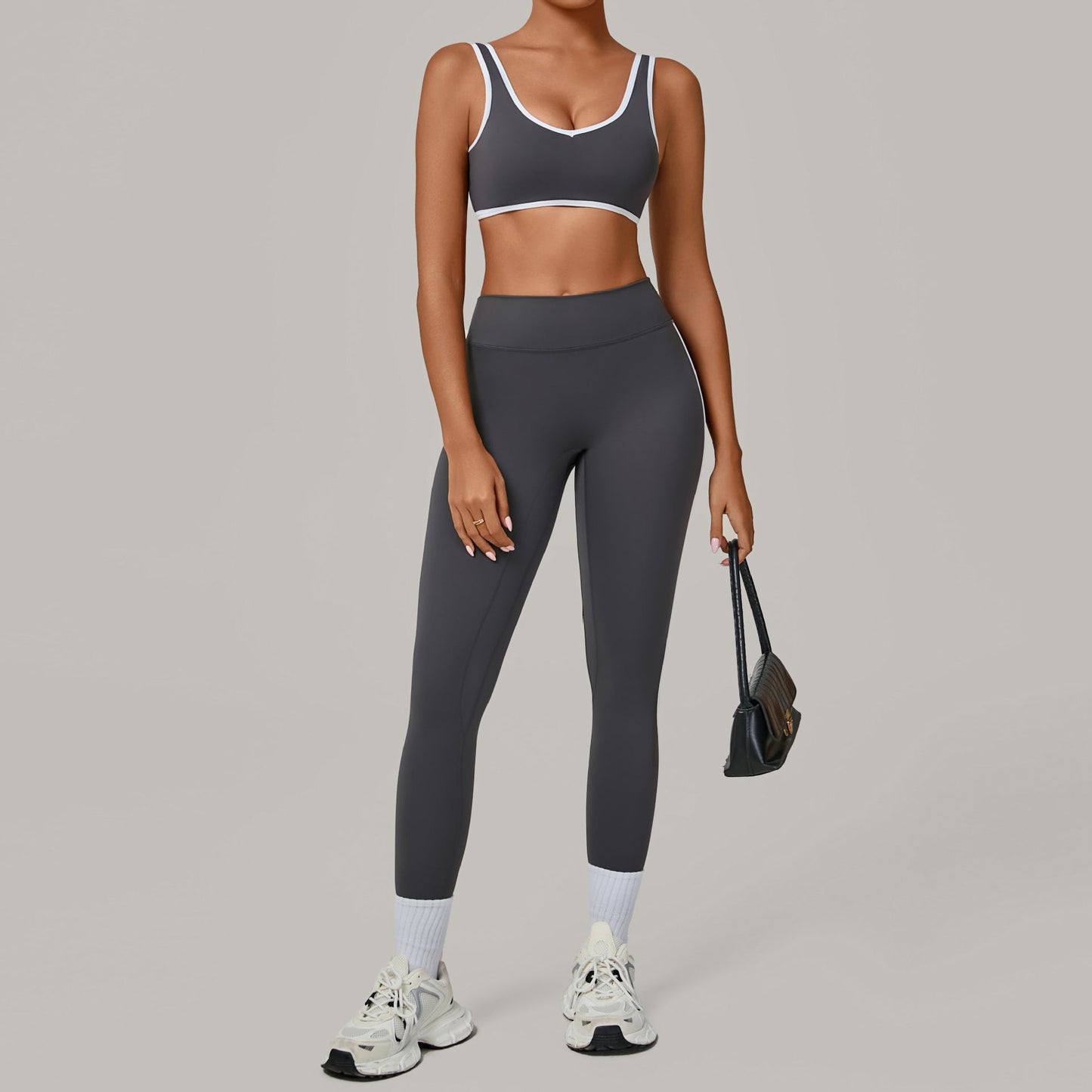 Contrast Color Binding Nude Feel Yoga Beauty Back Tight Quick Drying Workout Clothes Outdoor Sports Two Piece Sets