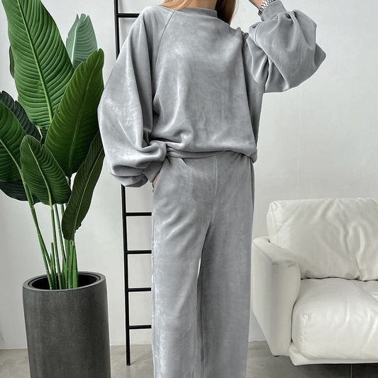 Autumn Winter Long Sleeved Trousers Comfortable Pajamas Women Warm Loose Outerwear Homewear