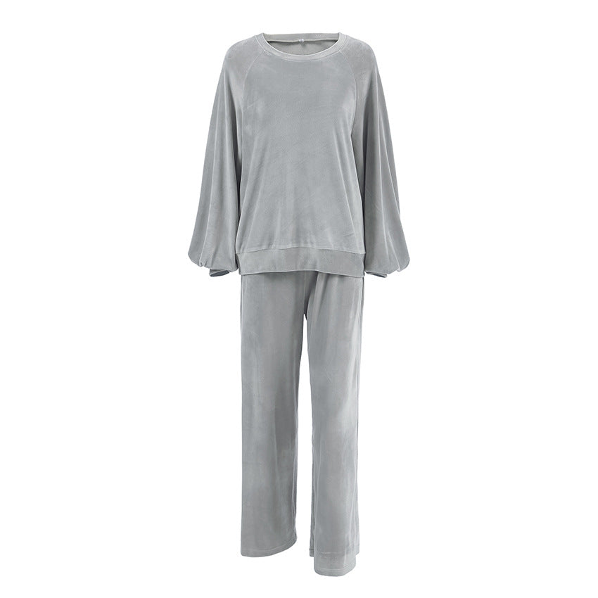 Autumn Winter Long Sleeved Trousers Comfortable Pajamas Women Warm Loose Outerwear Homewear