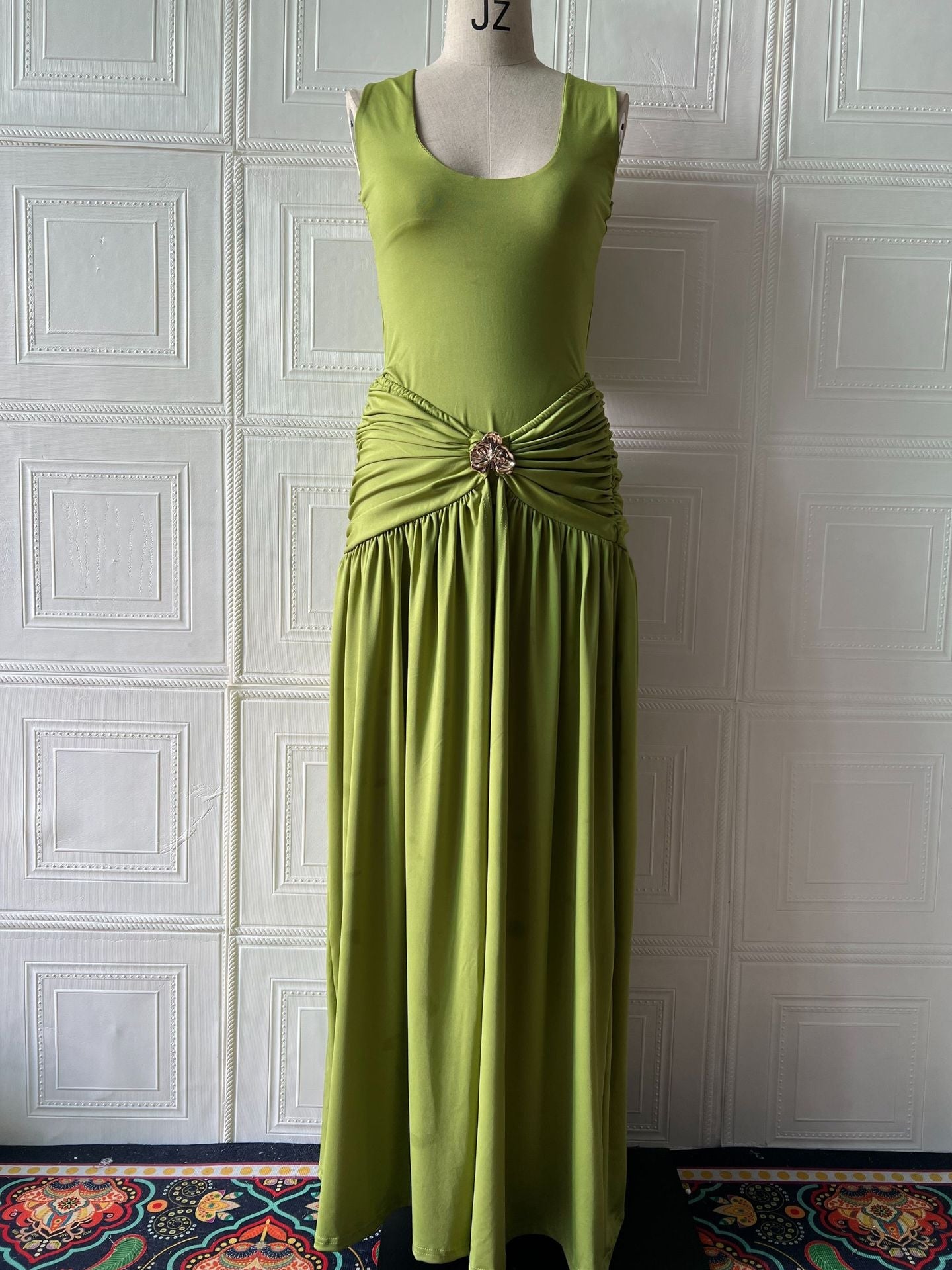 Summer Stitching Ribbon Ruffled Slim Street Mid Solid Color Two Piece Sets