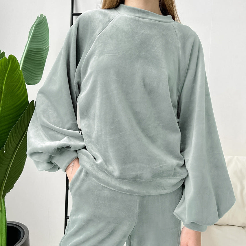 Autumn Winter Long Sleeved Trousers Comfortable Pajamas Women Warm Loose Outerwear Homewear