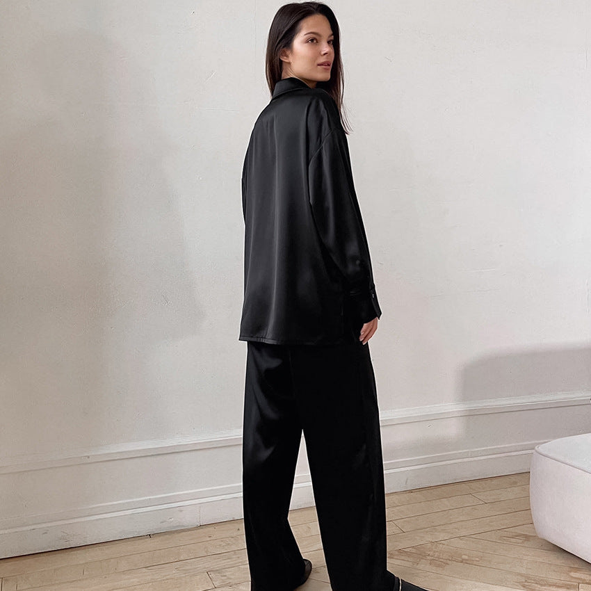 Autumn Loose Casual Home Wear Women Long Sleeved Trousers Cardigan Pajamas