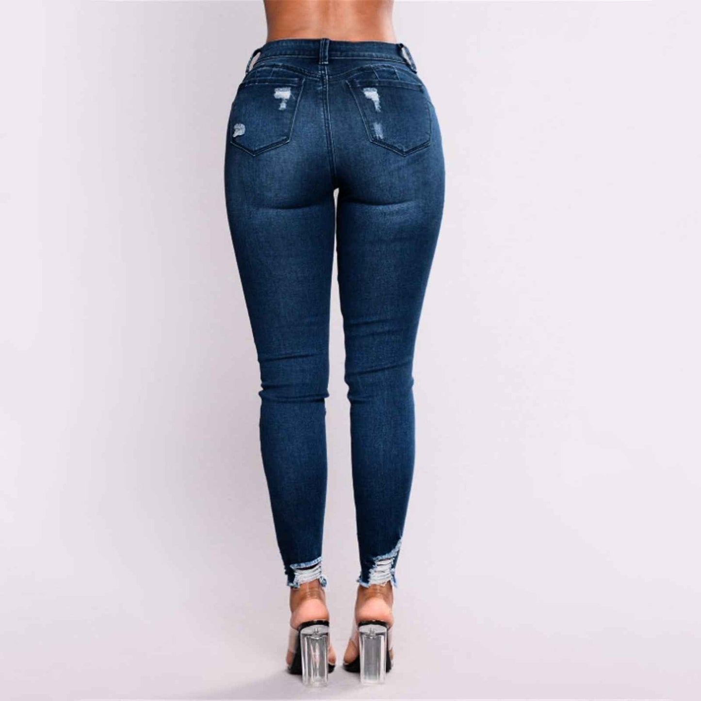 Women's Skinny Ripped Jeans - Slim Denim Pants for Women