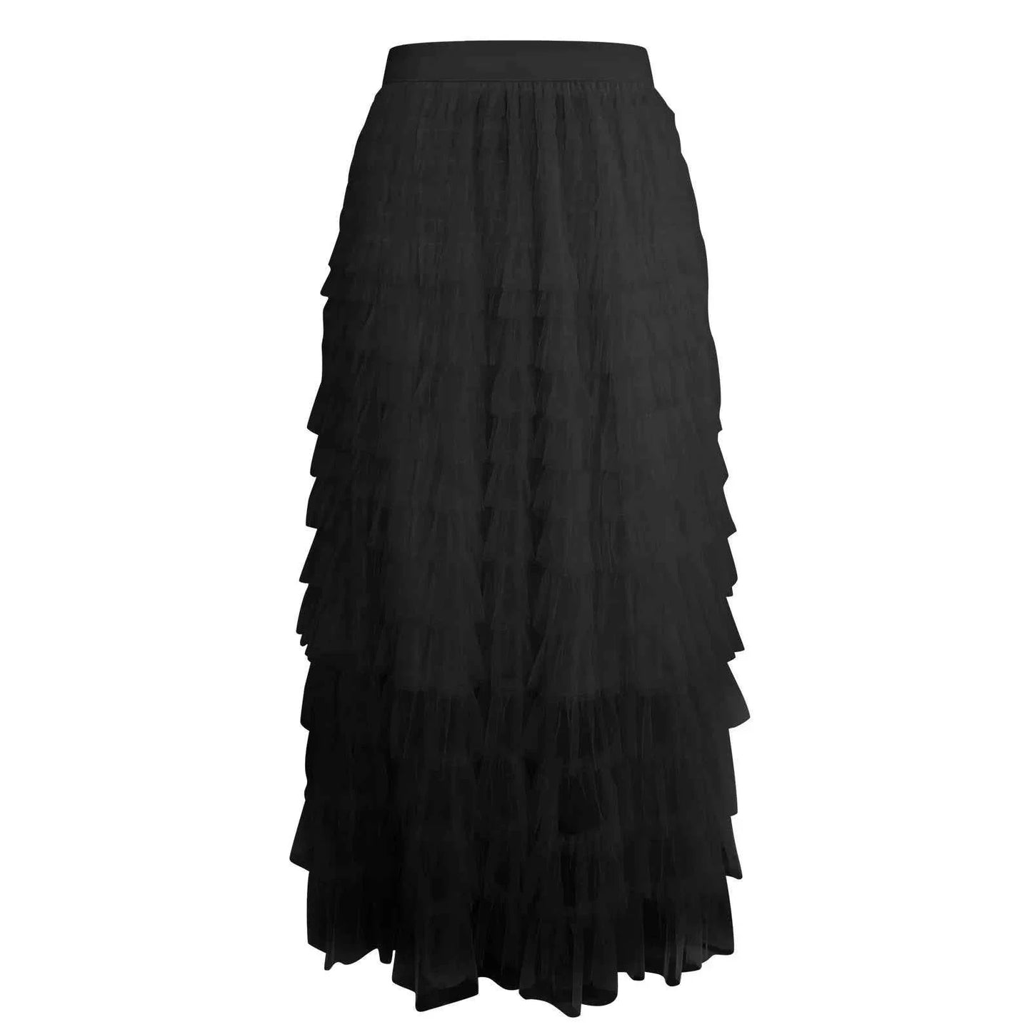 Summer Maxi Skirt for Women Elegant Layered Ruffles Design A-Line Evening Skirts High Street Office Lady