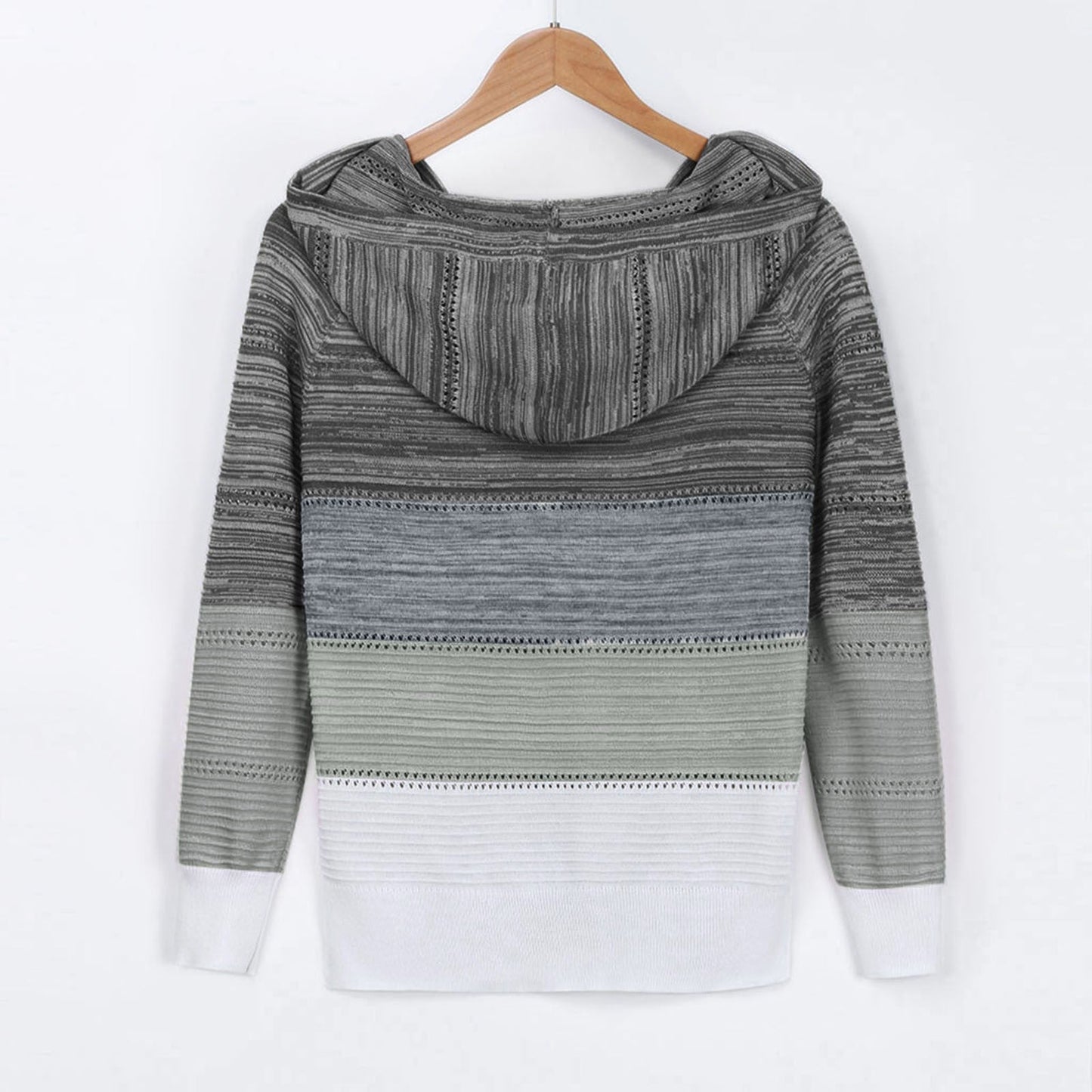 Plus Size 5XL Autumn Winter Women's Pullover Fashion Patchwork Long Sleeve Knit Sweater Tops Women Crochet Hollow Hooded Sweater