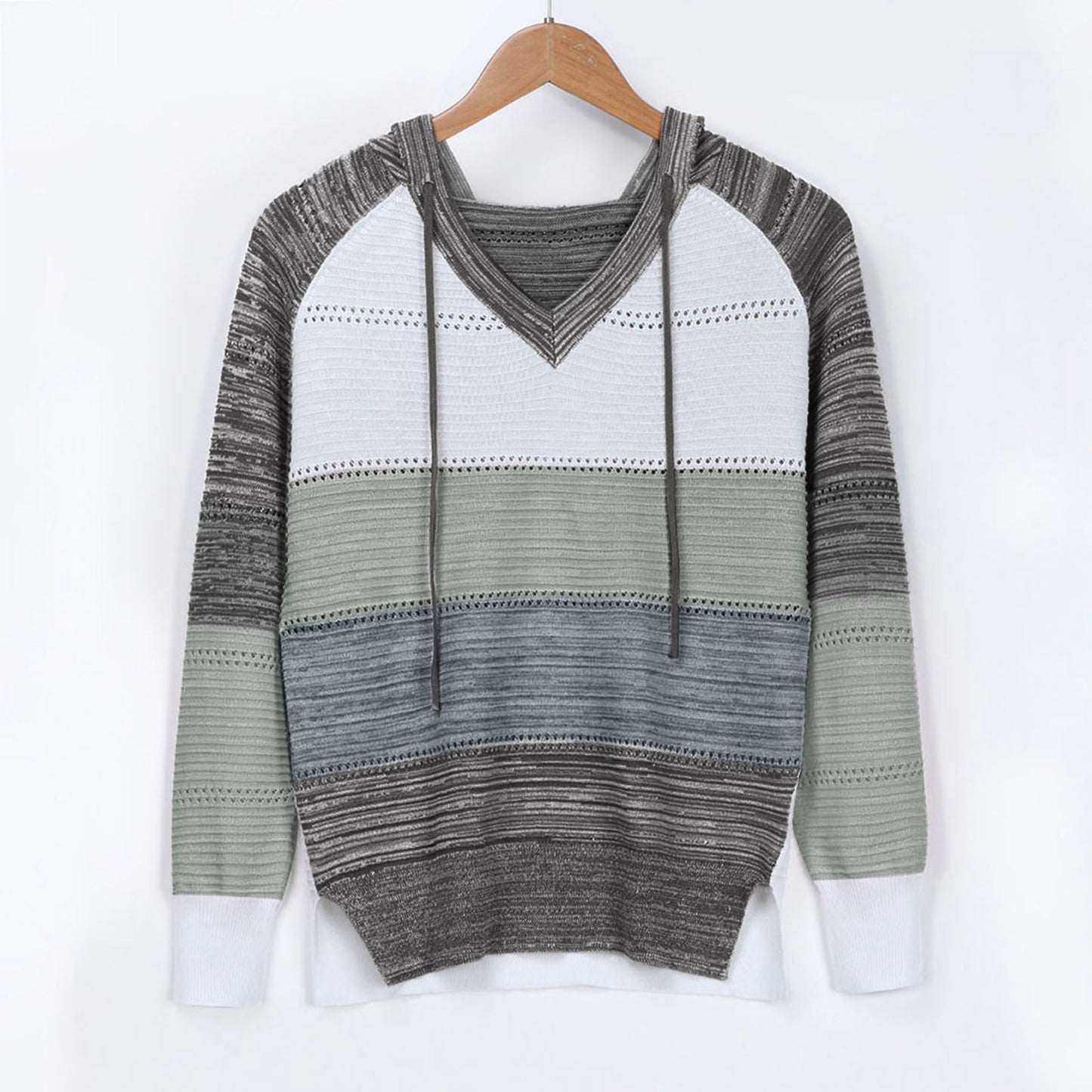 Plus Size 5XL Autumn Winter Women's Pullover Fashion Patchwork Long Sleeve Knit Sweater Tops Women Crochet Hollow Hooded Sweater