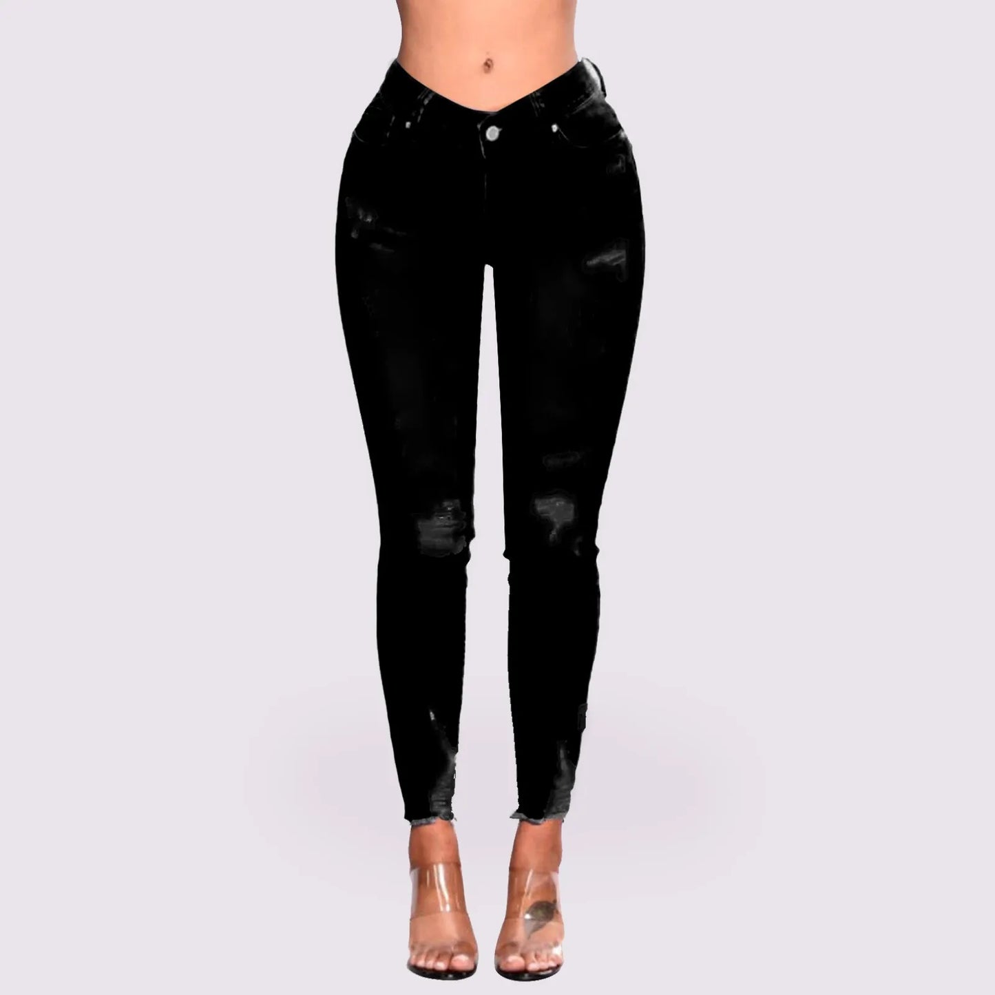Women's Skinny Ripped Jeans - Slim Denim Pants for Women