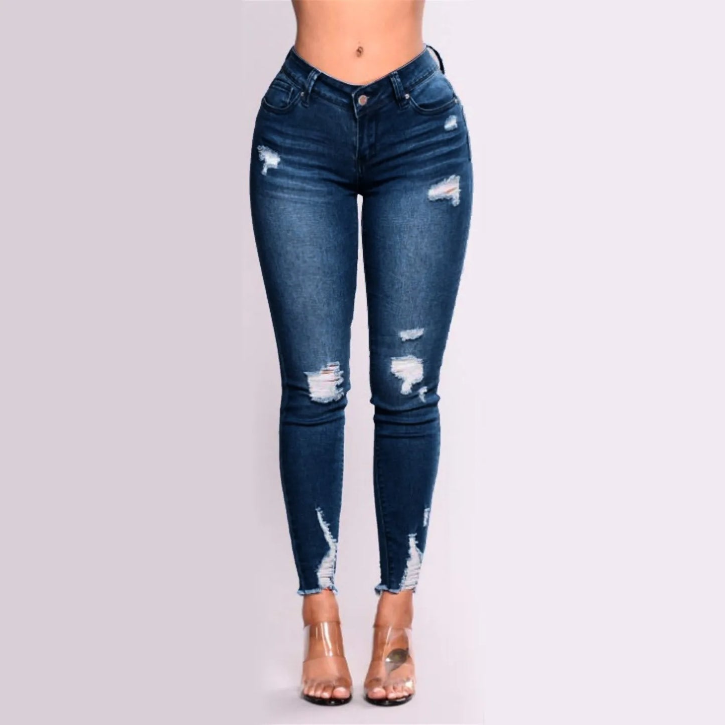Women's Skinny Ripped Jeans - Slim Denim Pants for Women