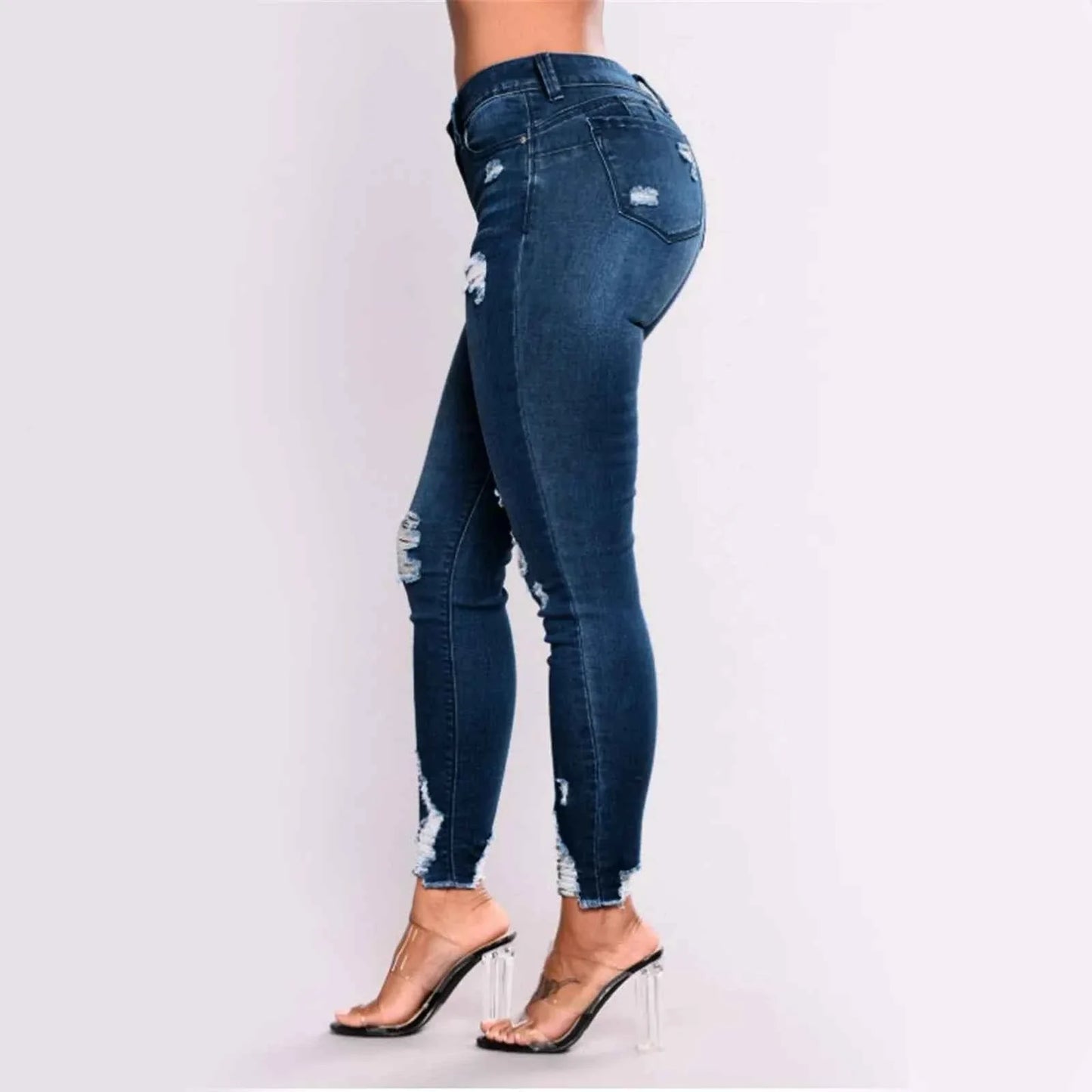 Women's Skinny Ripped Jeans - Slim Denim Pants for Women