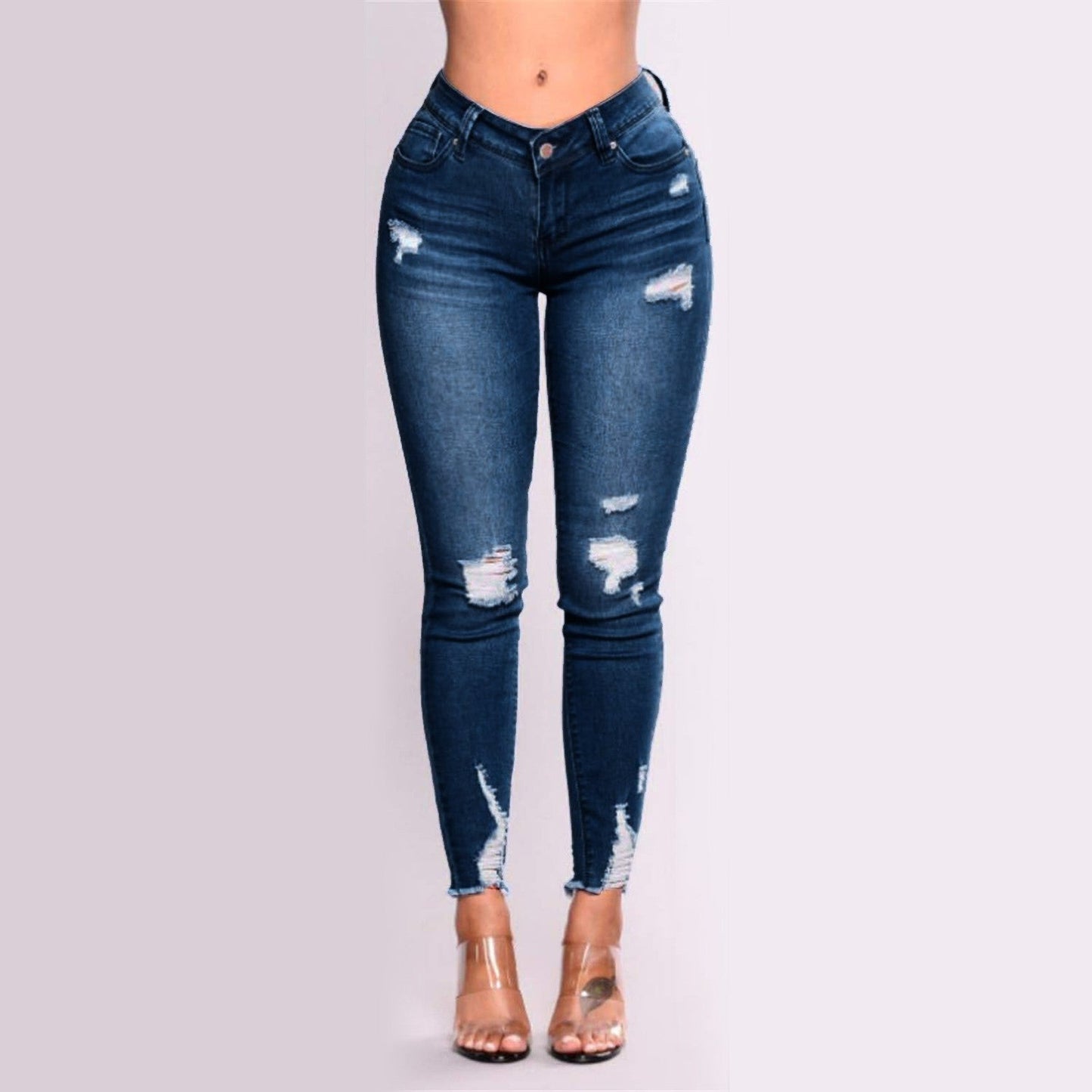 Women's Skinny Ripped Jeans - Slim Denim Pants for Women