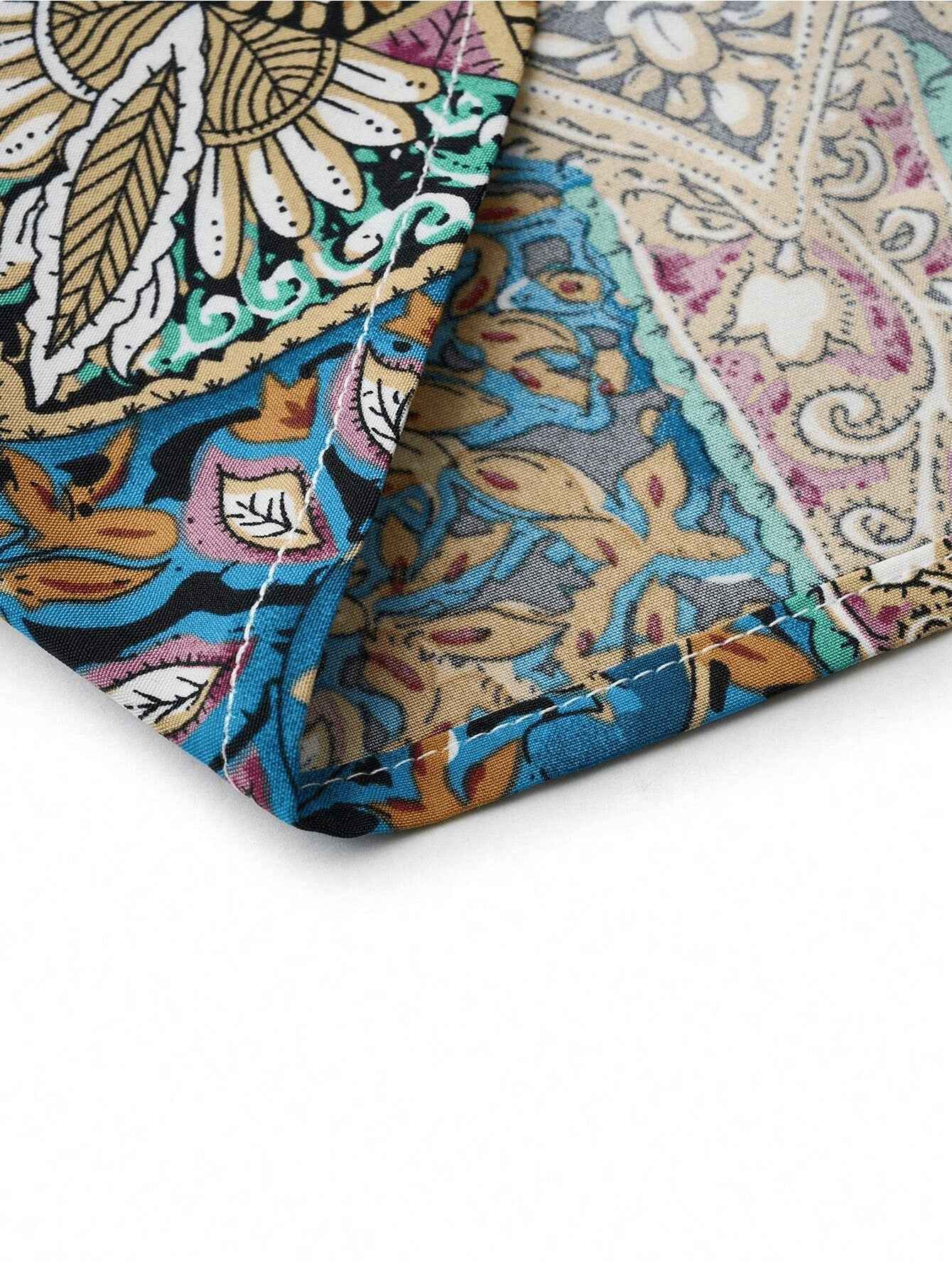 Maxi Dress with Tie Detail - High Waisted Cross Halter Neck, Flowing Teal & Brown Paisley Vacation Gown, Machine Washable Summer Fashion