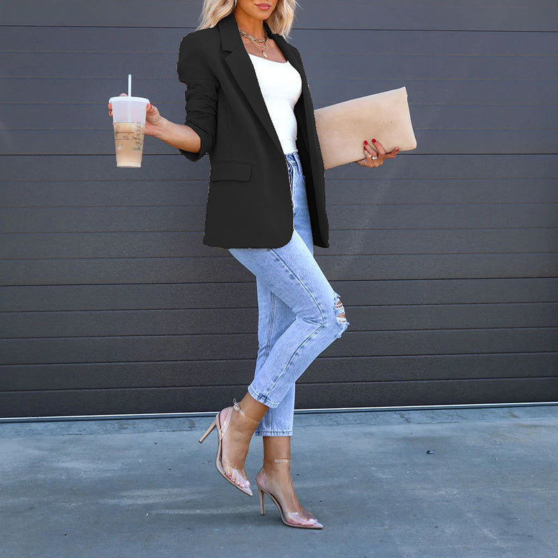 Womens Casual Blazers Open Front Long Sleeve Work Office Suit Jackets Blazer