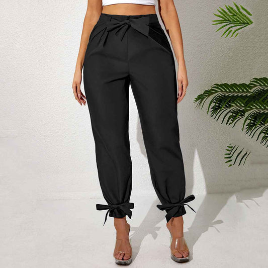 Plus Size Casual Pants with Ankle Strap for Women
