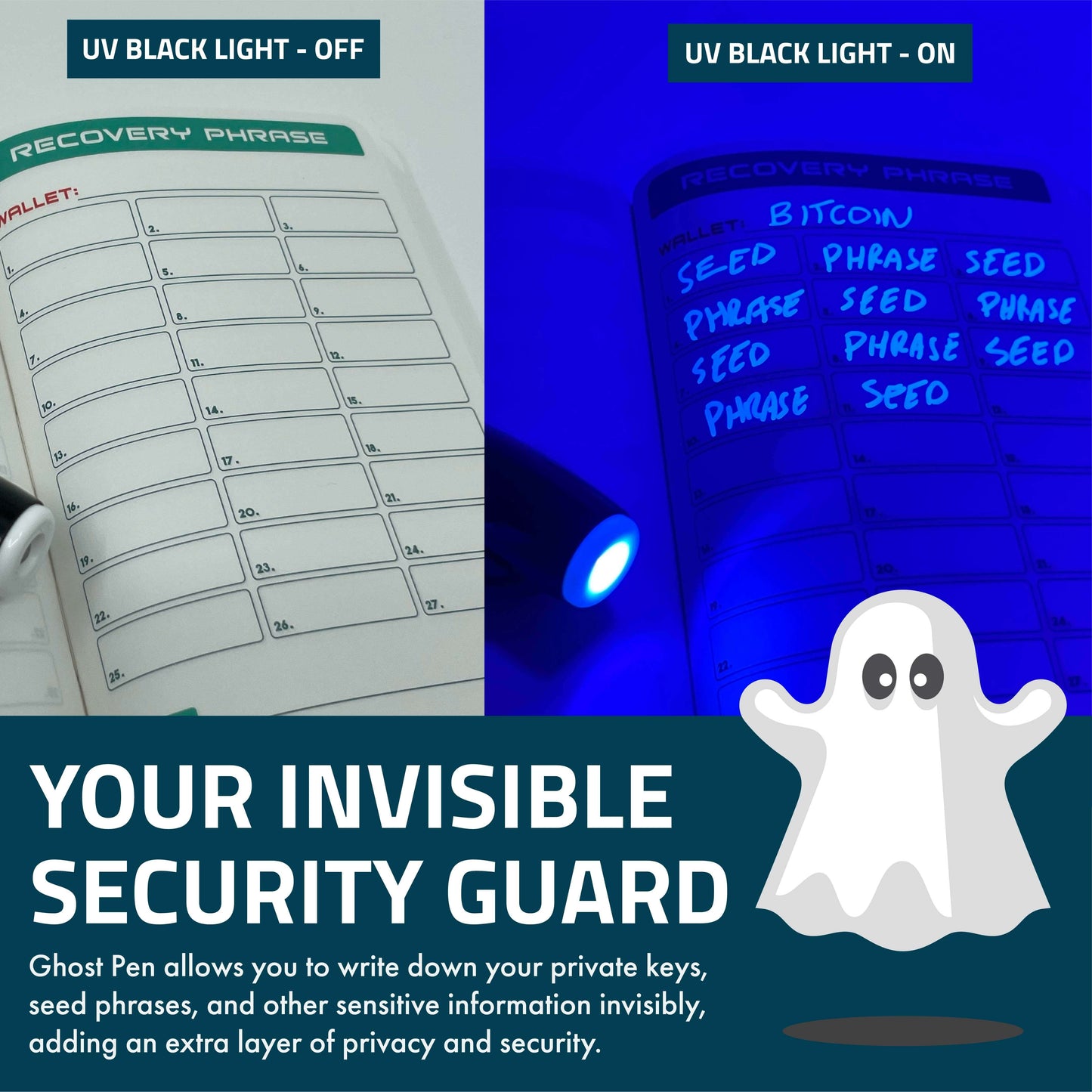 Shieldfolio Stonebook & Ghost Pen - Crypto Seed Phrase Storage Notebook